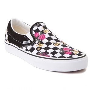 Vans Slip On Checkboard Floral Shoe Botanical Skater Shoes Off The Wall